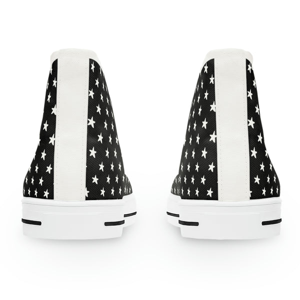 MY STARS WHITE & BLACK - Women's High Top Sneakers White Sole