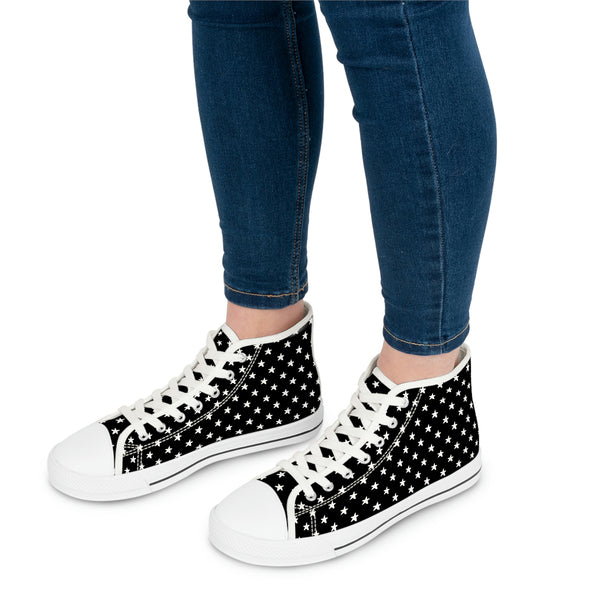 MY STARS WHITE & BLACK - Women's High Top Sneakers White Sole