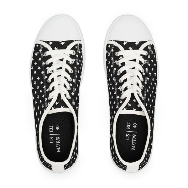 MY STARS WHITE & BLACK - Women's Low Top Sneakers White Sole