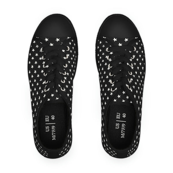 MY STARS WHITE & BLACK - Women's Low Top Sneakers Black Sole