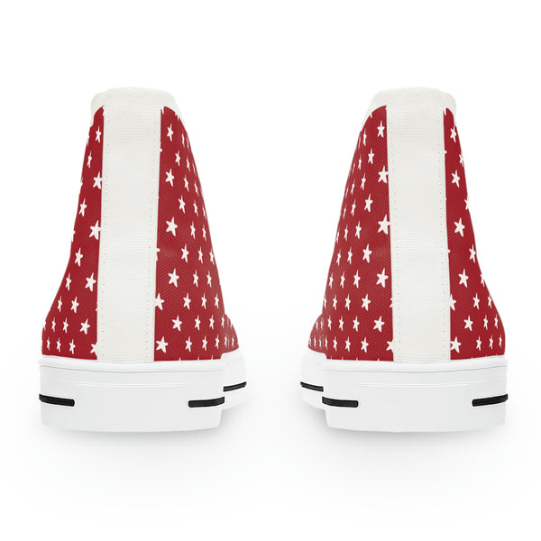 MY STARS WHITE & RED - Women's High Top Sneakers White Sole