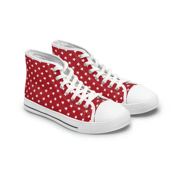 MY STARS WHITE & RED - Women's High Top Sneakers White Sole