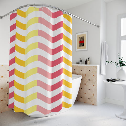 PINK AND YELLOW CHEVRON - SHOWER CURTAIN