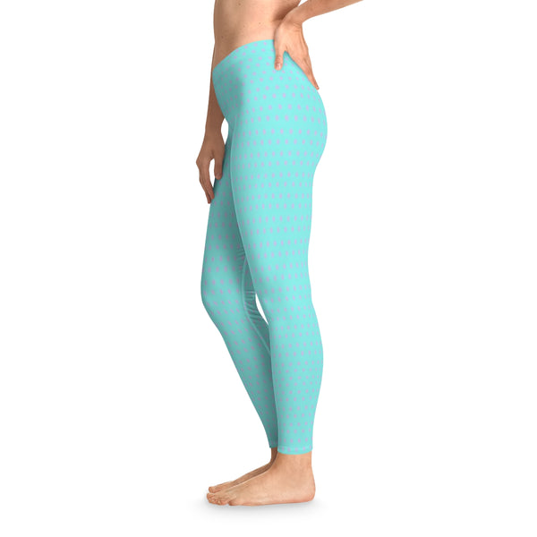 PINK PIN DOTS & TURQUOISE - Stretchy Leggings
