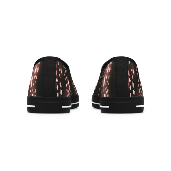 PINK SEQUIN FRINGE PRINT - Women's Low Top Sneakers Black Sole