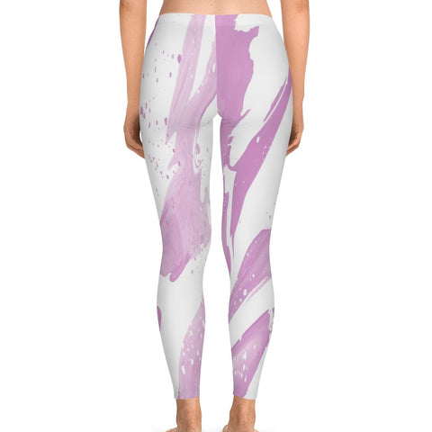 PINK SWIPES & WHITE - Stretchy Leggings