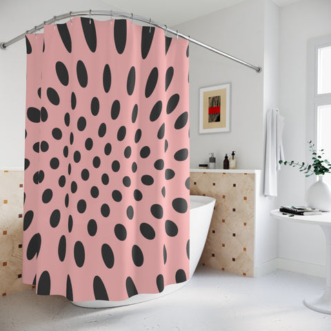 PINK WARP DOTS - SHOWER CURTAIN