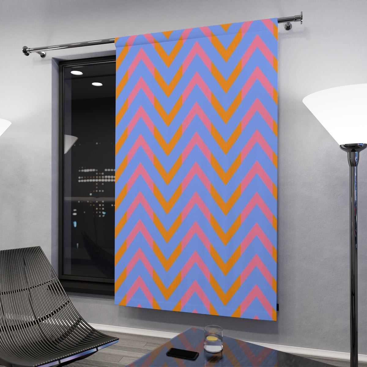 PINK, ORANGE & BLUE CHEVRONS - BLACKOUT Window Curtain