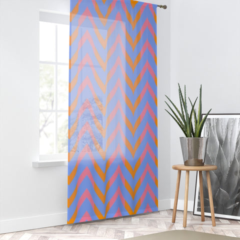 PINK, ORANGE & BLUE CHEVRONS - SHEER Window Curtain