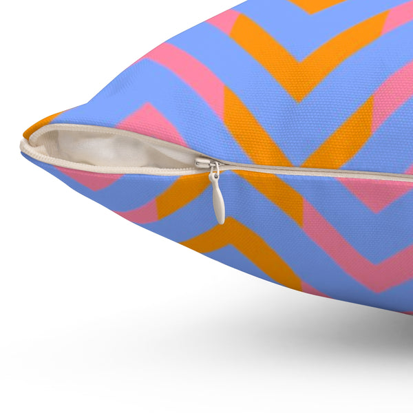 PINK, ORANGE & BLUE CHEVRONS - Square Pillow