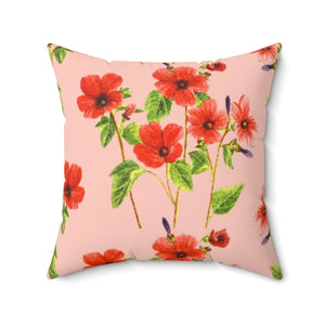 POPPIES ON PINK - Square Pillow