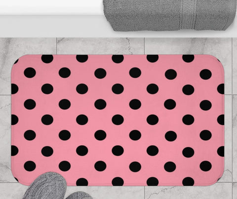 PRETTY IN PINK AND BLACK POLKA DOTS - BATH MAT