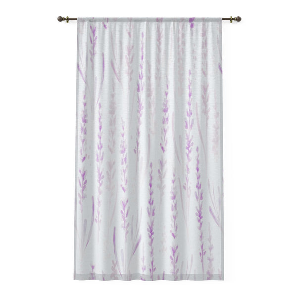 PURPLE LAVENDER & WHITE - SHEER Window Curtain