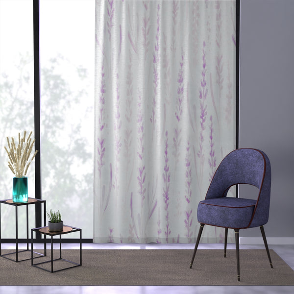 PURPLE LAVENDER & WHITE - SHEER Window Curtain