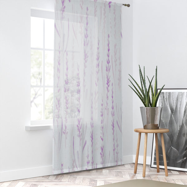 PURPLE LAVENDER & WHITE - SHEER Window Curtain