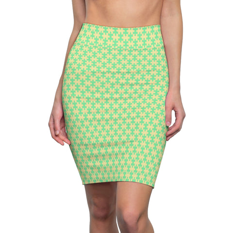 PUZZLE GREEN - Pencil Skirt
