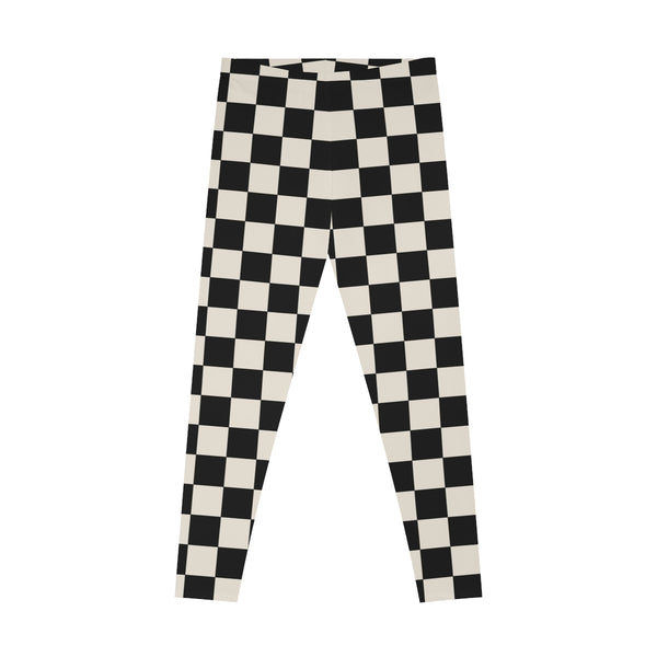 RACER CHECK - BLACK & CREAM - Stretchy Leggings