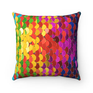 RAINBOW COLOR SEQUIN PRINT -  Square Pillow