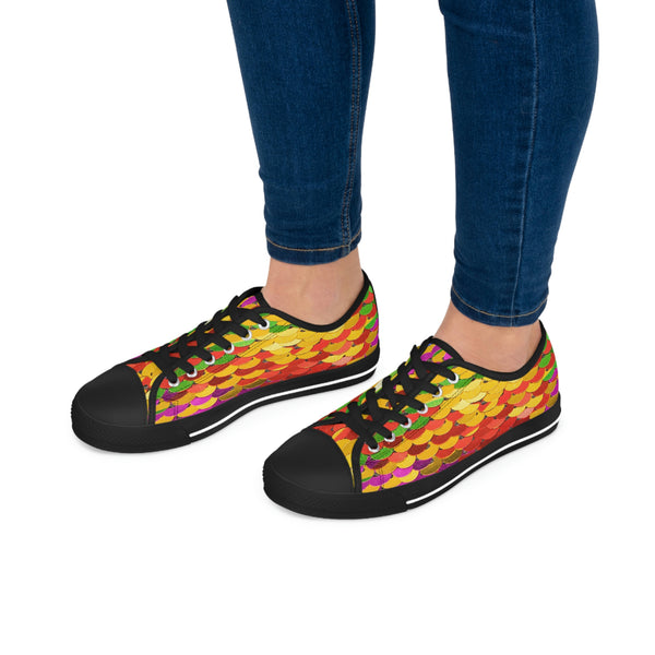 RAINBOW COLOR SEQUIN PRINT - Women's Low Top Sneakers Black Sole
