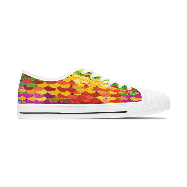 RAINBOW COLOR SEQUIN PRINT - Women's Low Top Sneakers White Sole