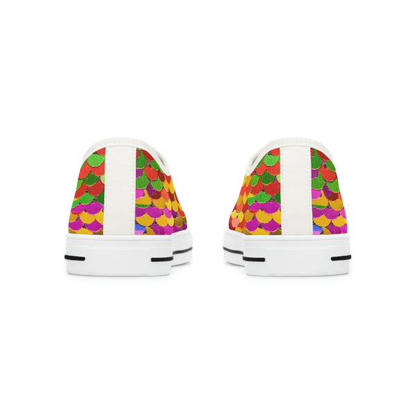 RAINBOW COLOR SEQUIN PRINT - Women's Low Top Sneakers White Sole