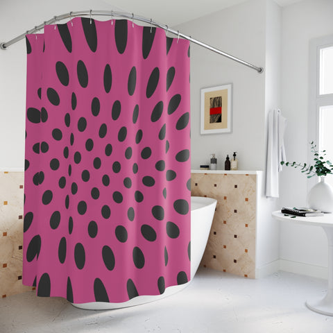 RASPBERRY WARP DOTS - SHOWER CURTAIN