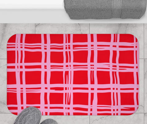 RED PLAID - BATH MAT