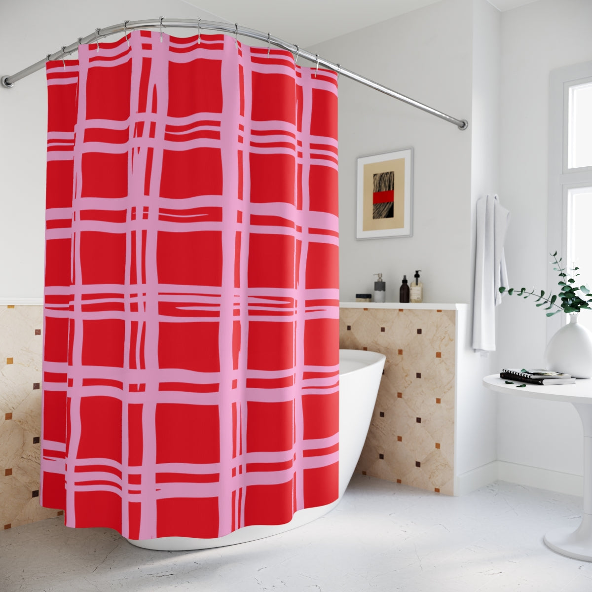 RED PLAID- SHOWER CURTAIN