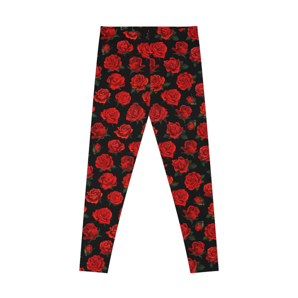 RED ROSES & BLACK - Stretchy Leggings