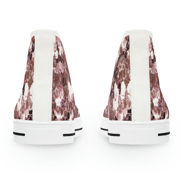 ROSE SEQUIN PRINT - Women's High Top Sneakers White Sole