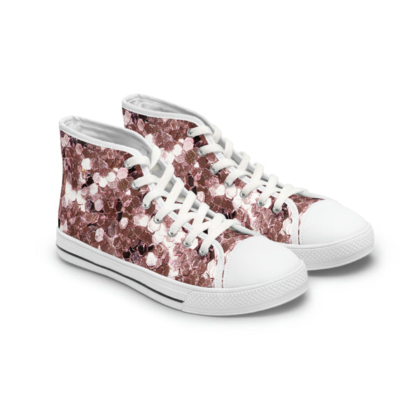 ROSE SEQUIN PRINT - Women's High Top Sneakers White Sole