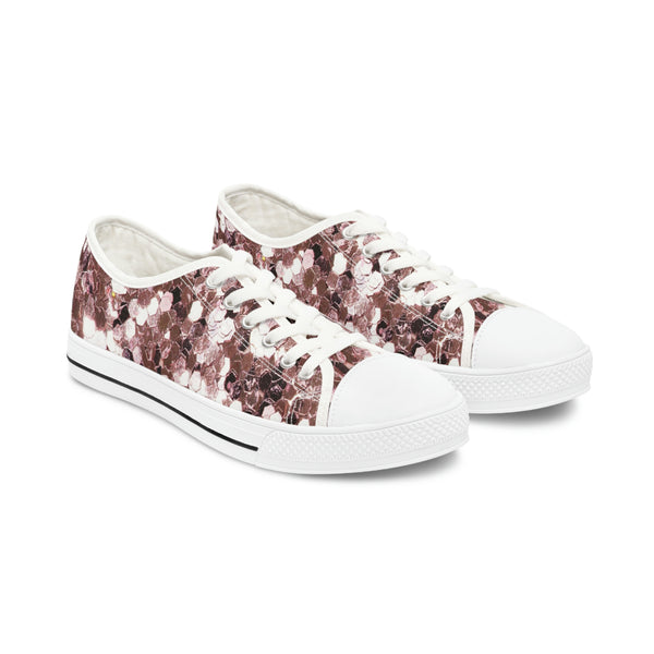 ROSE SEQUIN PRINT - Women's Low Top Sneakers White Sole