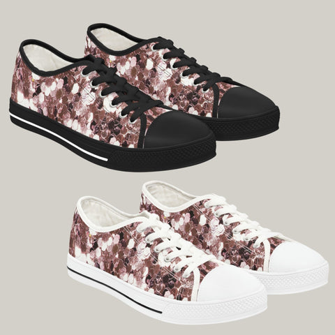 ROSE SEQUIN PRINT - Women's Low Top Sneakers Black and White Sole