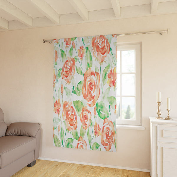 ROSES WATERCOLOR PRINT - BLACKOUT Window Curtain
