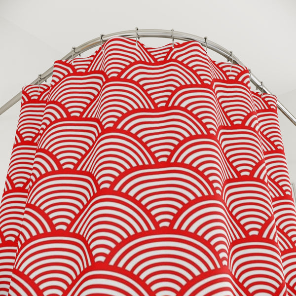 GRAPHIC RED WAVES - SHOWER CURTAIN