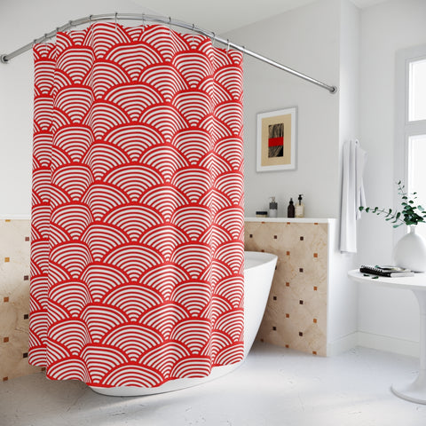 GRAPHIC RED WAVES - SHOWER CURTAIN