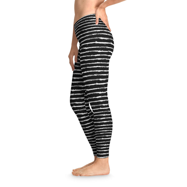 SCRATCHED STRIPE - BLACK & WHITE - Stretchy Leggings