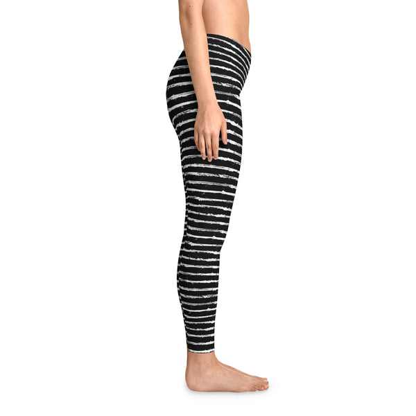 SCRATCHED STRIPE - BLACK & WHITE - Stretchy Leggings