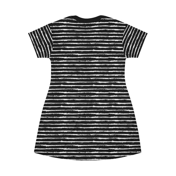 SCRATCHED STRIPE - BLACK & WHITE - T-Shirt Dress  