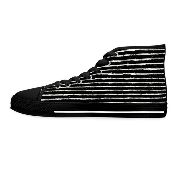 SCRATCHED STRIPE - Women's High Top Sneakers Black Sole