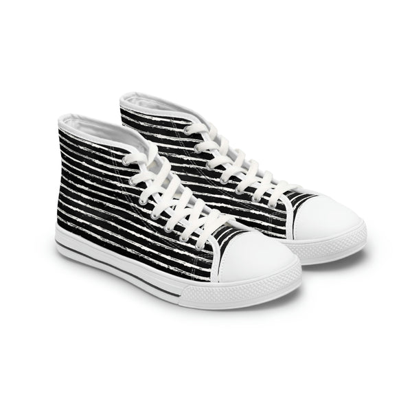 SCRATCHED STRIPE - Women's High Top Sneakers White Sole