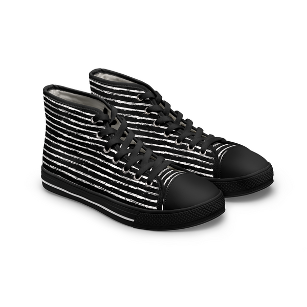 SCRATCHED STRIPE - Women's High Top Sneakers Black Sole