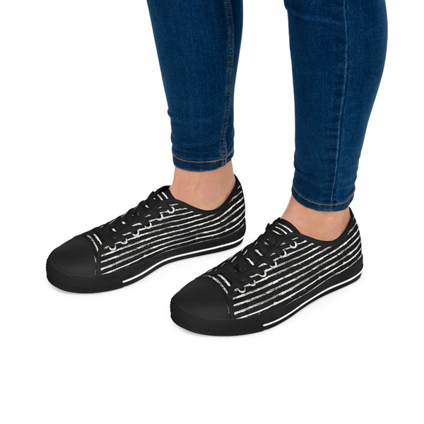 SCRATCHED STRIPE - Women's Low Top Sneakers Black Sole