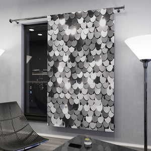 SHINY SILVER SEQUIN PRINT -BLACKOUT Window Curtain