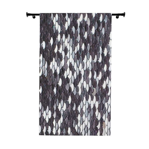 SILVER LARGE SEQUIN PRINT - BLACKOUT Window Curtain