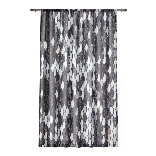 SILVER LARGE SEQUIN PRINT - SHEER Window Curtain