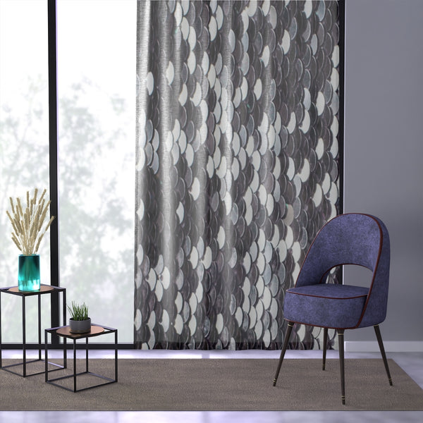 SILVER LARGE SEQUIN PRINT - SHEER Window Curtain