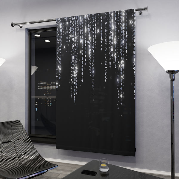 SILVER SEQUIN FRINGE -  BLACKOUT Window Curtain