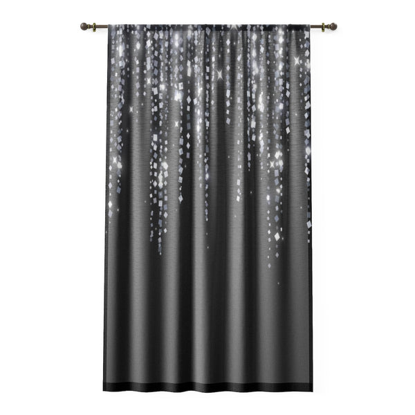 SILVER SEQUIN FRINGE - SHEER Window Curtain