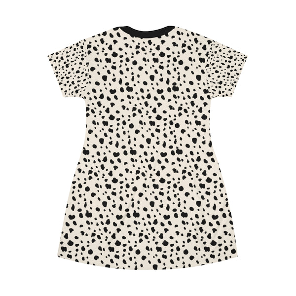 SPOTTED - BLACK & CREAM - T-Shirt Dress 